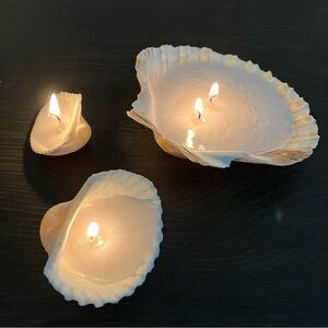 Shell-Shaped Cream Candle Set